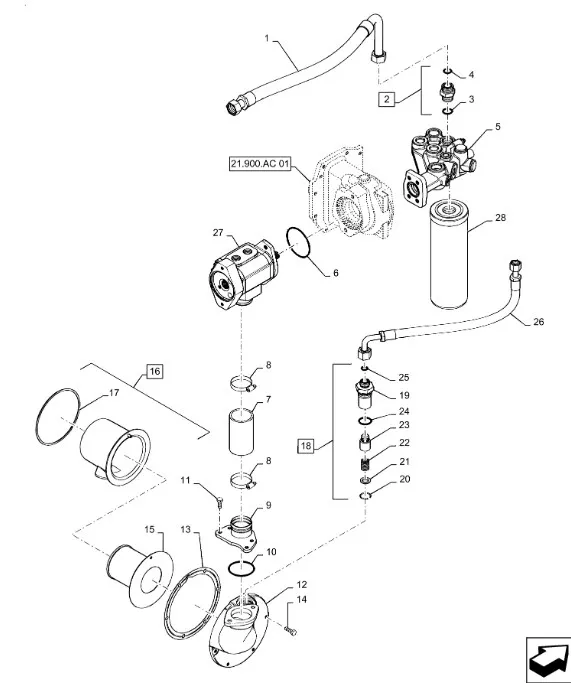 442847A1 - Шланг гидравл. насоса масл. TGT8./Mg.